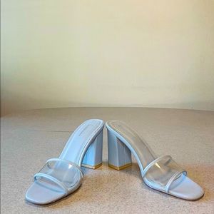 Blue See Thru Mules